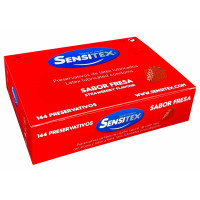 Презервативы Sensitex Fresa №144 красного цвета аромат клубники - Фото№3
