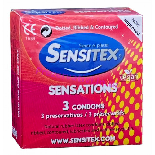 Презервативы Sensitex Sensations №3 точки та ребра - Фото№1