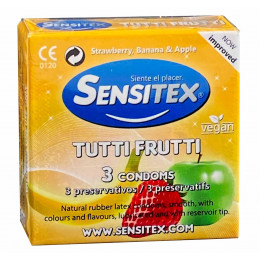 Презервативы Sensitex Tuttifrutti 3шт ароматизированные разноцветные