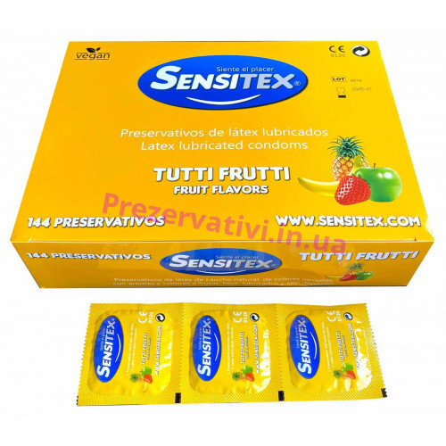 Презервативы Sensitex Tuttifrutti №144 ароматизированные разноцветные  - Фото№1
