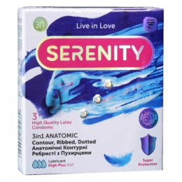 Презервативы Serenity 3in1 Anatomic анатомические точки и рёбра 3шт