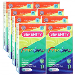 Блок презервативов Serenity Freedom с обильной смазкой 80шт (8 пачек по 10шт)