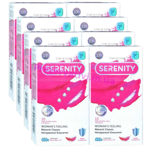 Блок презервативов Serenity Womans feeling классические 80шт (8 пачек по 10шт) - Фото№1