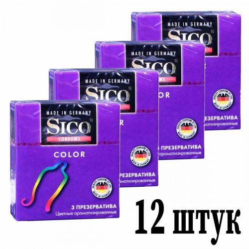 Презервативы Sico Color Цветные ароматизированные 12шт - Фото№1