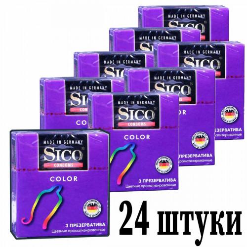 Презервативы Sico Color Цветные ароматизированные №24 (8 пачек по 3шт) - Фото№1