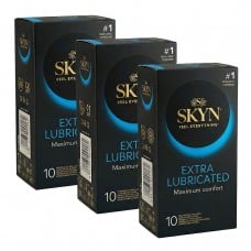 Презервативи SKYN Extra Lubricated безлатексні з додатковою змазкоюі 30шт (3 пачки по 10шт)
