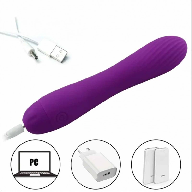 Фиолетовый силиконовый вибратор Tryst Vibe X10 с черной вставкой на белом фоне