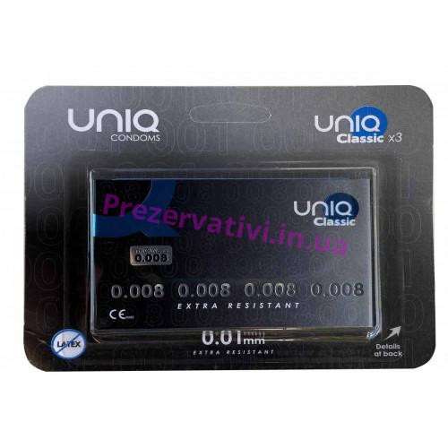 Презервативы безлатексные UNIQ Classic 0.0008 визитка 3шт - Фото№1