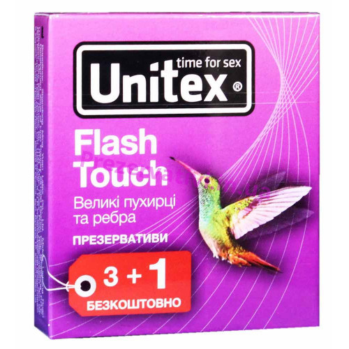 Презервативы Unіtex №4 Flash Touch точечно-ребристые увеличенные - Фото№1