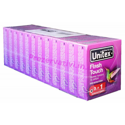 Блок презервативов Unіtex №48 Flash Touch большие, точечно-ребристые - Фото№1