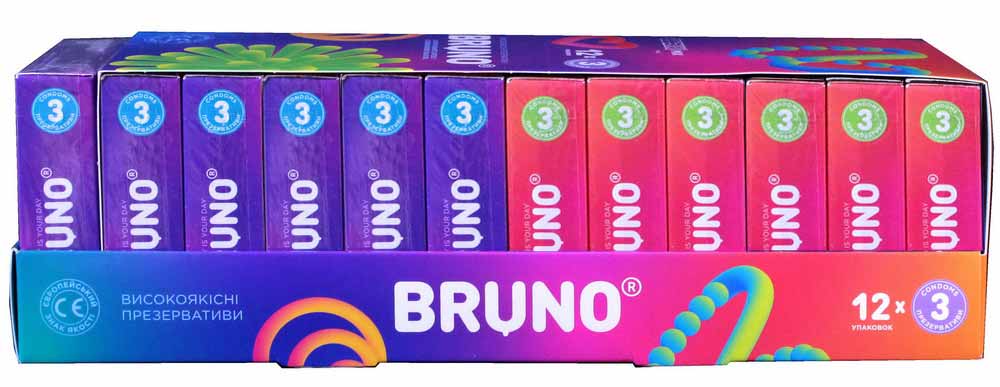 Две черные коробки Bruno с золотым и синим акцентом, упаковки по 18 штук каждая