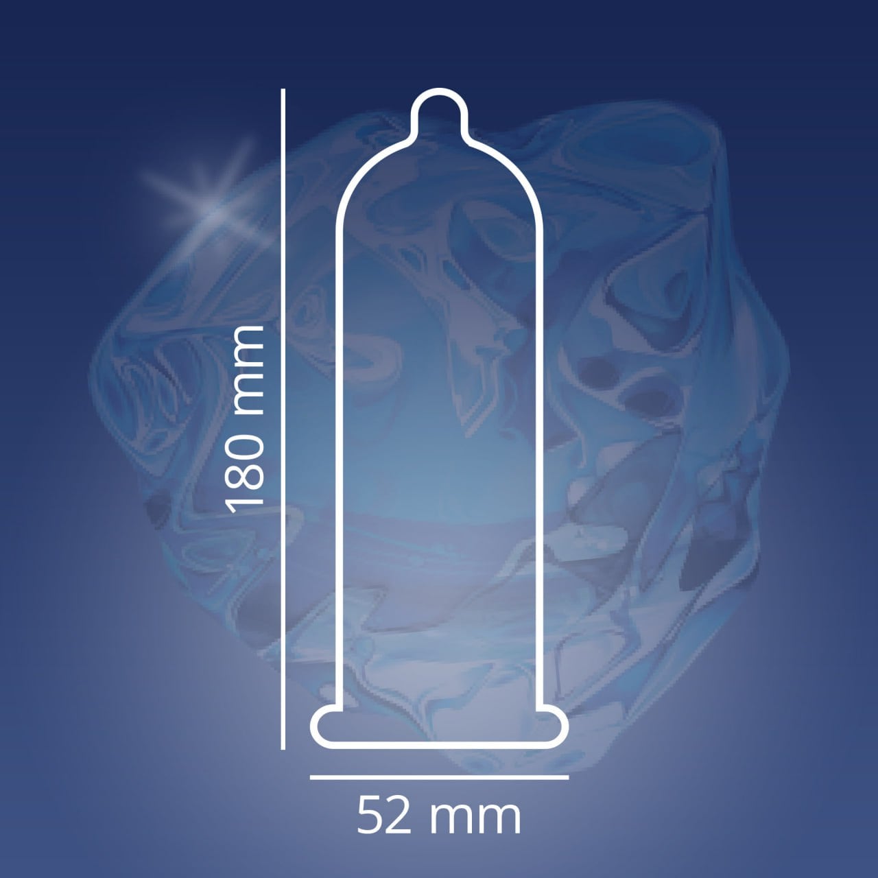 Синя картонна упаковка Contex Long Love 3шт із сріблястим написом на лицьовій стороні