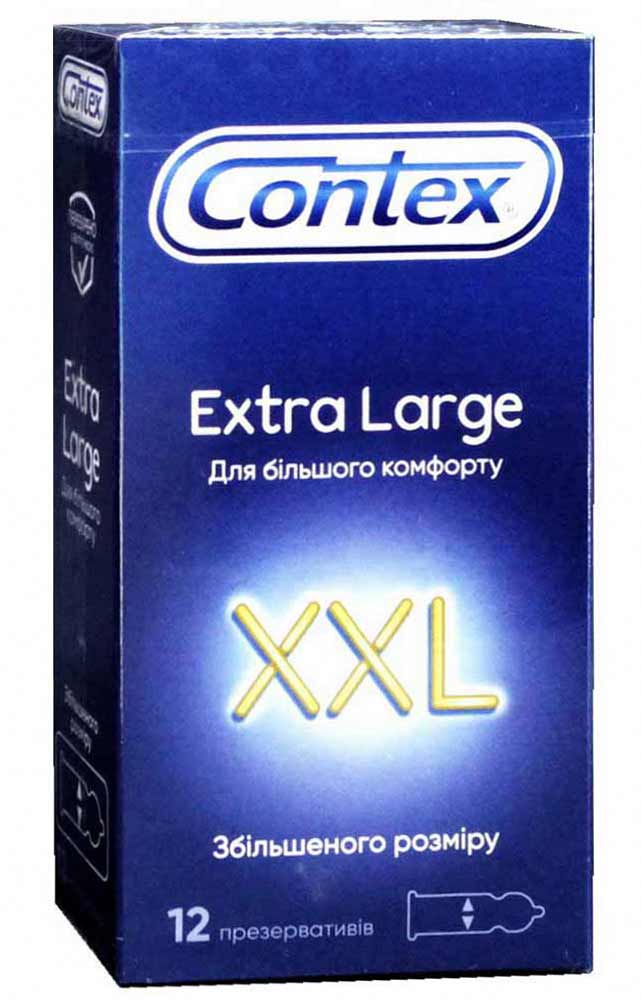 Великий сріблястий шрифт XXL на синьо-блакитній коробці Contex Extra Large 12 штук