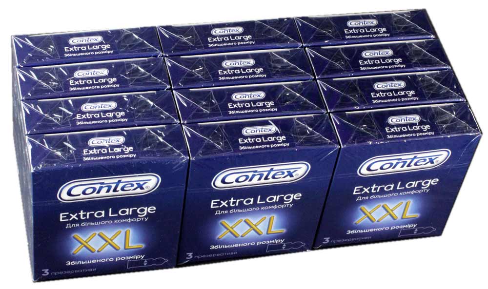 Черная коробка Contex XXL Extra Large с серебристым логотипом, 12 упаковок по 3 штуки