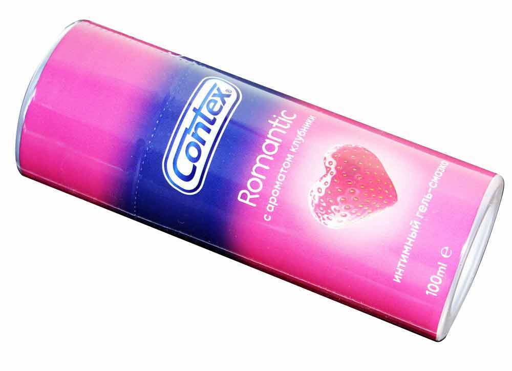 Рожевий флакон Contex Romantic 100мл з написом та зображенням пелюсток троянди