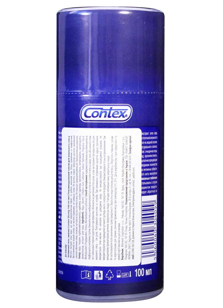 Прозрачный флакон с синим гелем Contex Strong 100мл для анального секса