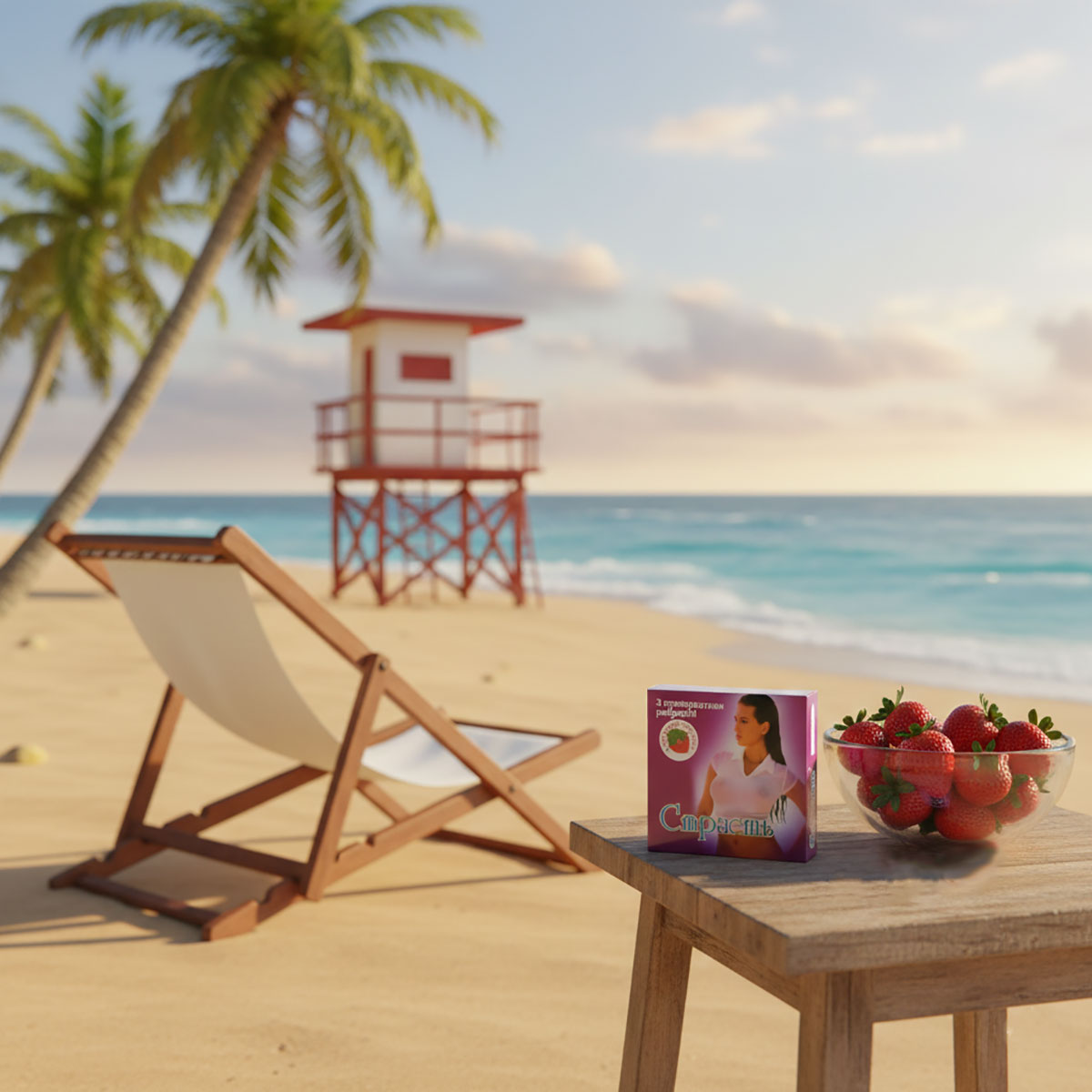 Красная упаковка презервативов Страсть с жёлтым логотипом и надписью 3 шт