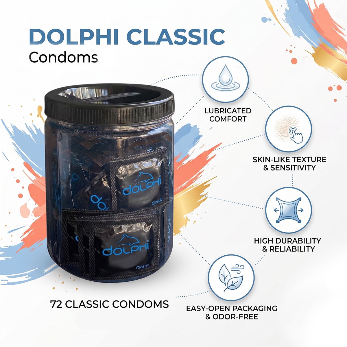 Презервативы Dolphi Classic классические 72шт в большой банке - 4