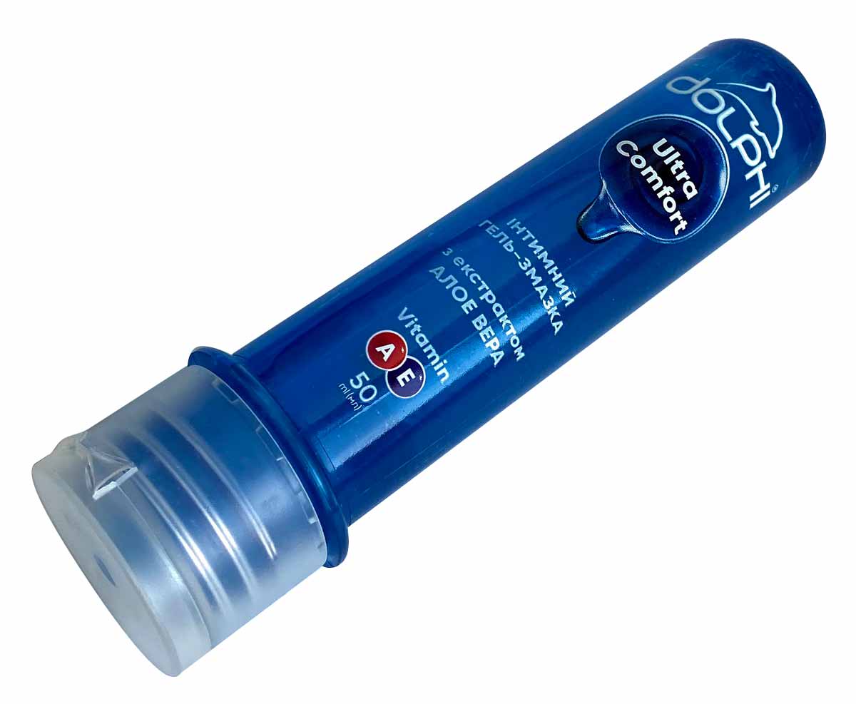 Білий флакон Dolphi Ultra Comfort 50мл з зеленим акцентом і написом Aloe Vera