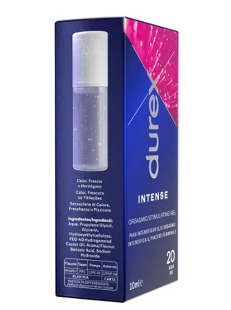 Фіолетово-чорна туба Durex Intense 10 мл із райдужними акцентами та білим логотипом