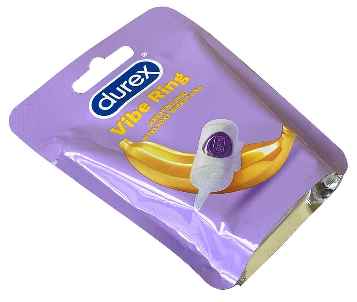 Прозорий силіконовий вібраційний ерекційний кільце Durex Vibe ring на білому фоні