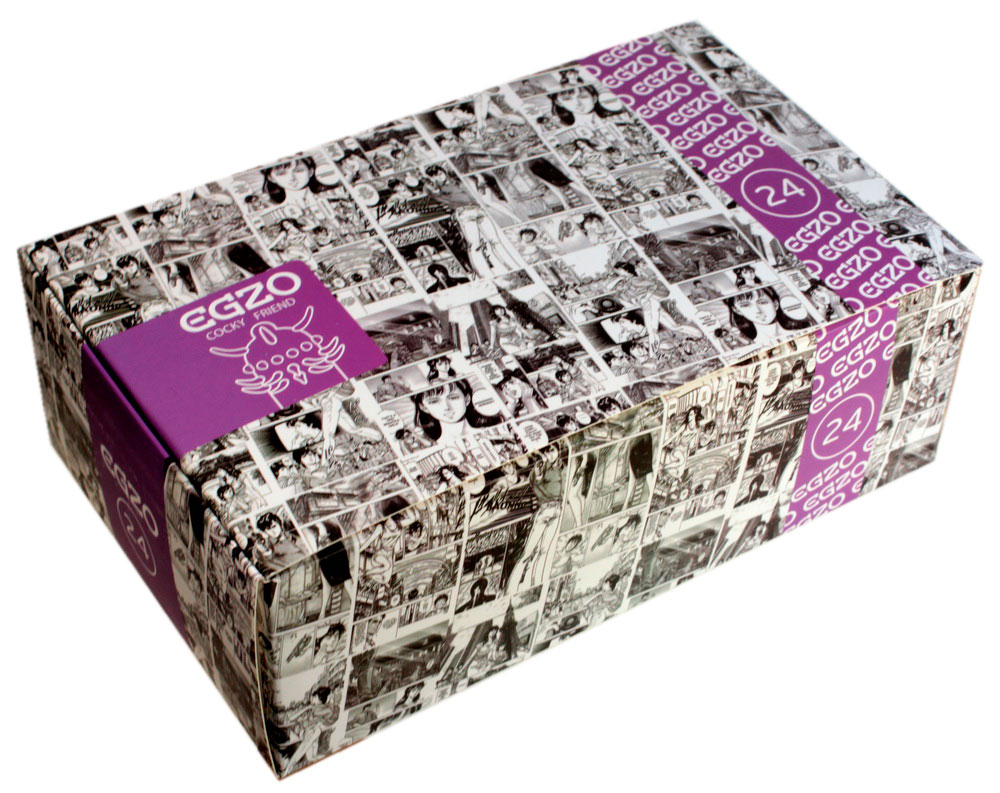 Фиолетовая упаковка EGZO Jolly Roger с усиками и пиратским черепом, 1 презерватив