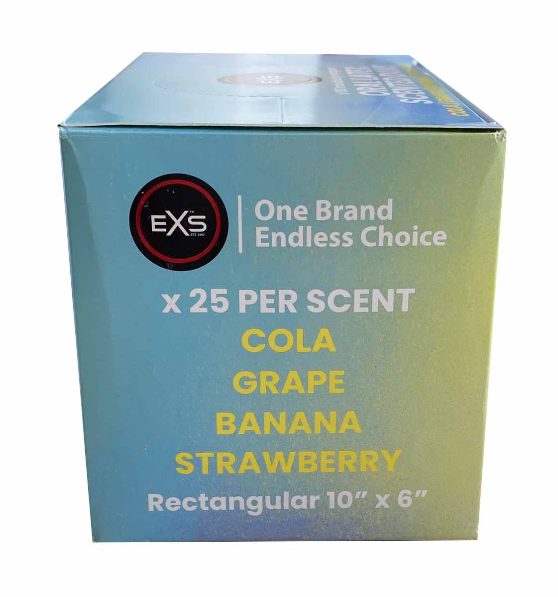 Фіолетова упаковка EXS Oral Latex Dam з написом Grape, 2 латексні серветки у блоці