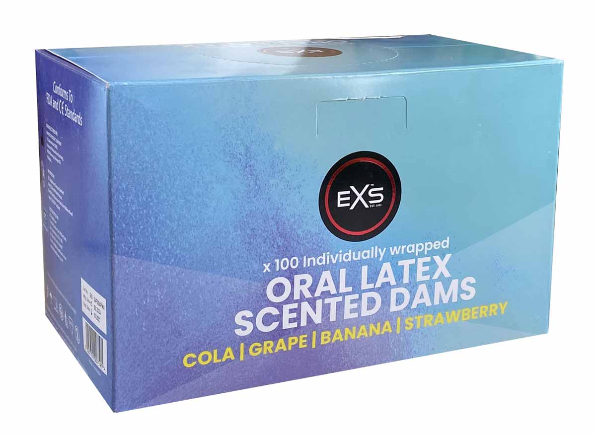 Фіолетова упаковка EXS Oral Latex Dams з написом grape flavour, 1 шт