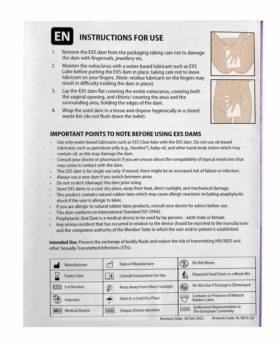 Фіолетова латексна серветка EXS Oral Latex Dam зі смаком винограду, 1 штука