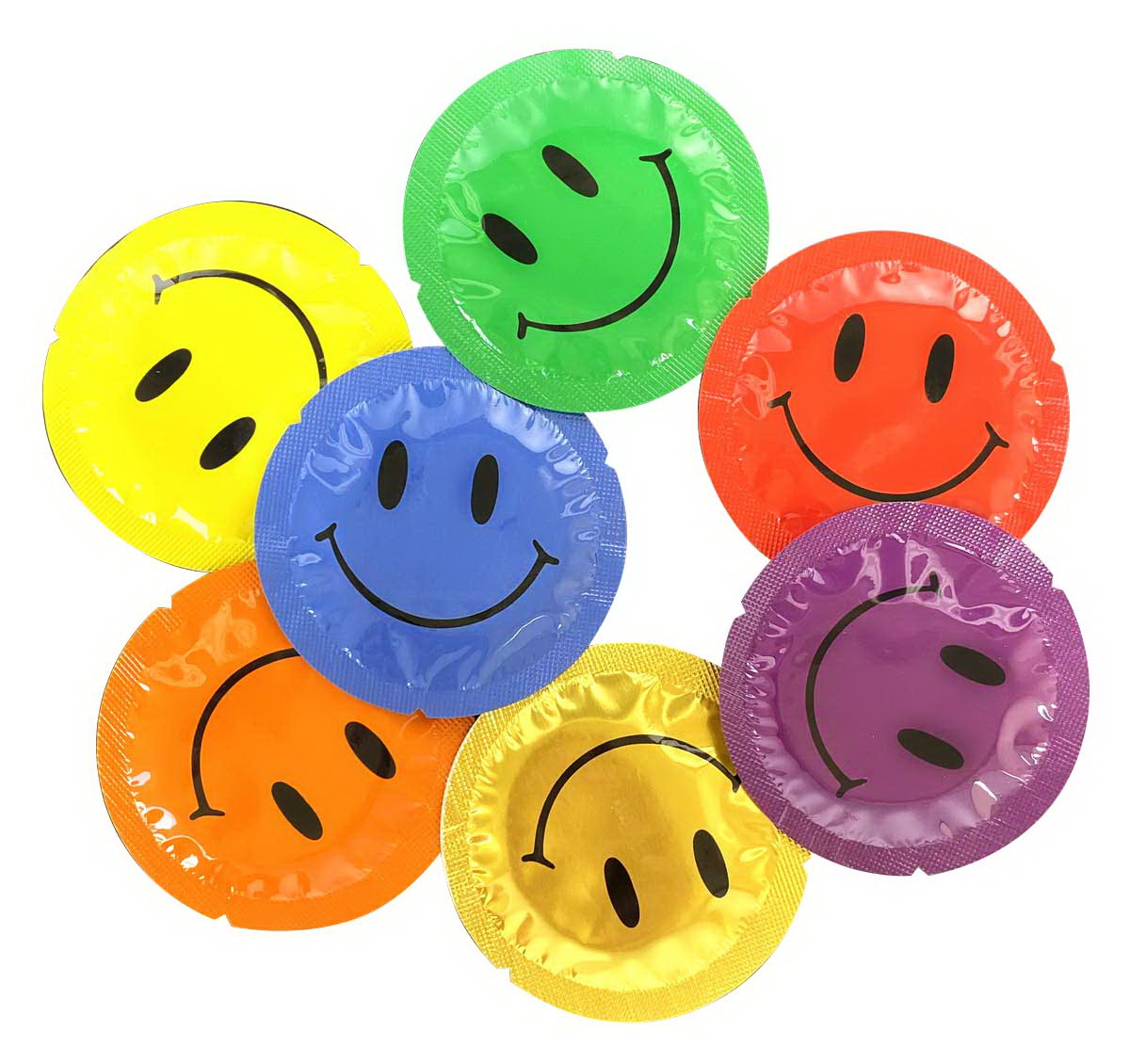 Жовта упаковка з усміхненим смайлом EXS Smile, 1 шт, чорний фон