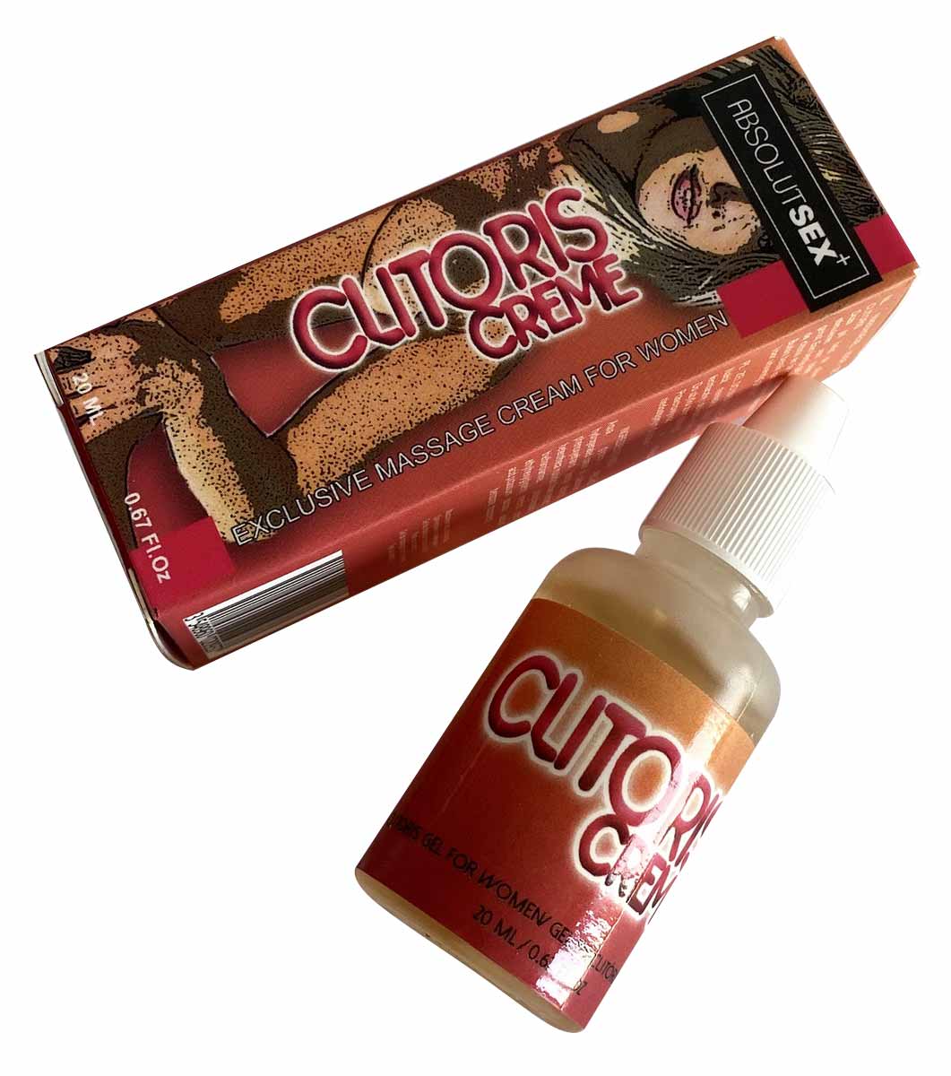 Білий тюбик Clitoris Creme 20 мл із рожевим ковпачком на світлому фоні