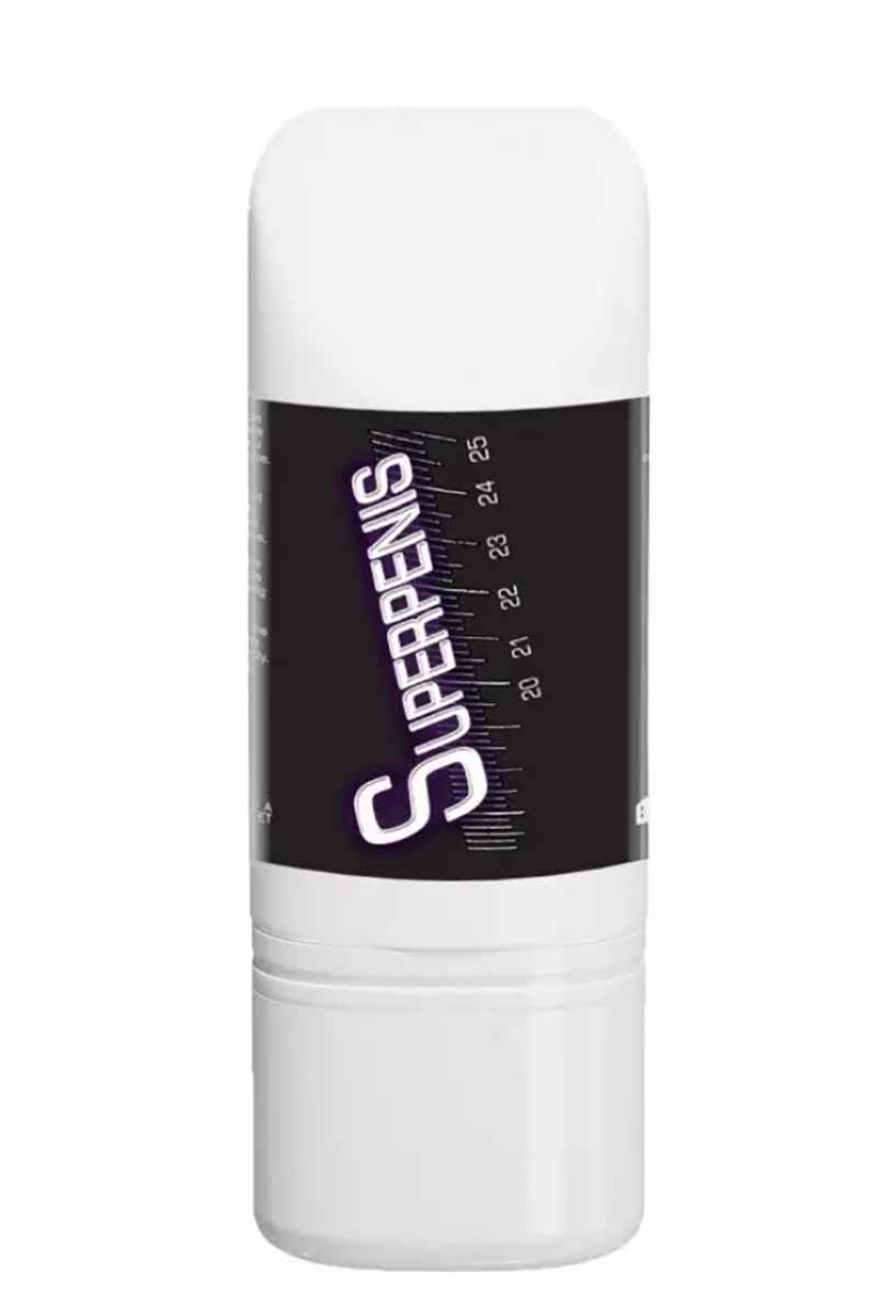 Чорний тюбик з червоним ковпачком та написом RUF SUPER PENIS 75 мл на білому фоні