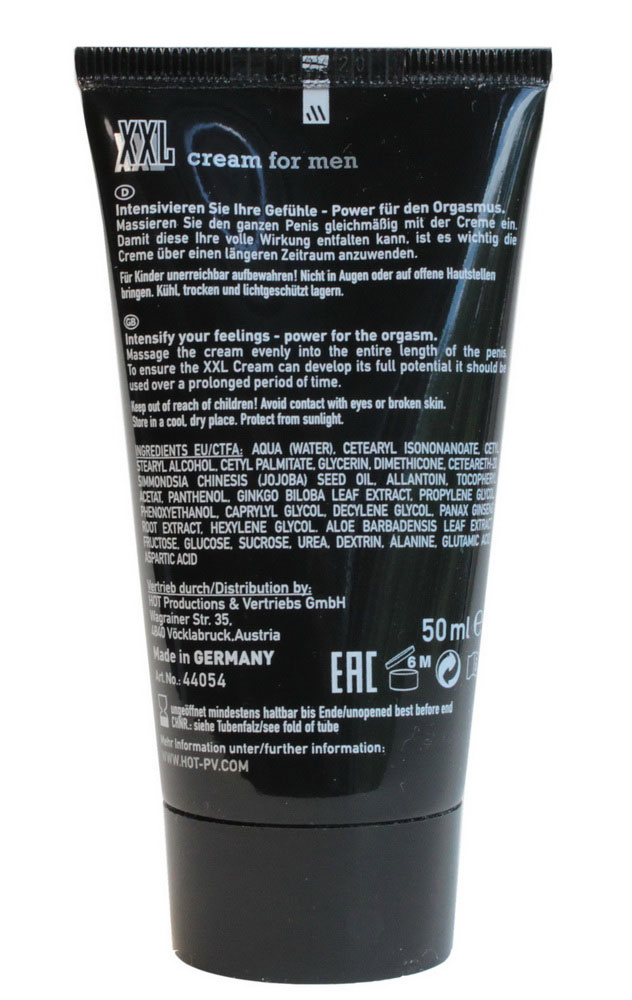 Черная туба с серебристой надписью XXL и логотипом ERO by HOT, объем 50 мл