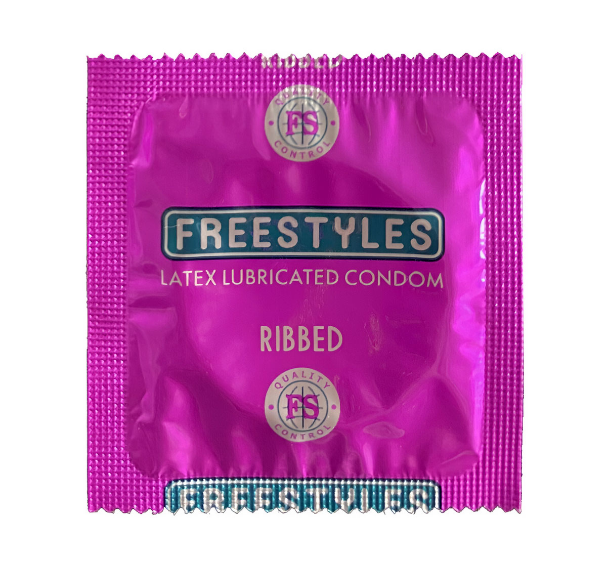 Синя коробка FREESTYLES Ribbed з жовтим написом, 12 ребристих презервативів