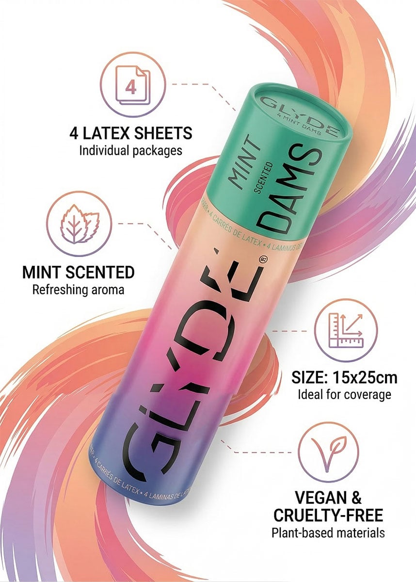 Латексные салфетки Oral Dams GLYDE Green Mint 4шт - 9