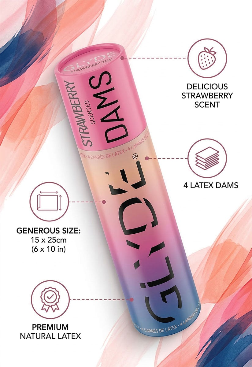 Латексні серветки (Oral Dams) GLYDE Pink Strawberry смак полуниці 4 шт - 7