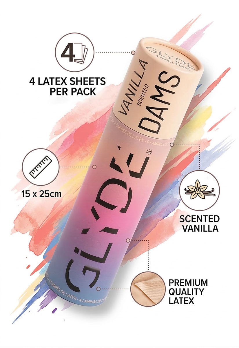 Латексні серветки (Oral Dams) GLYDE Creme Vanilla смак ванілі 4 шт - 6