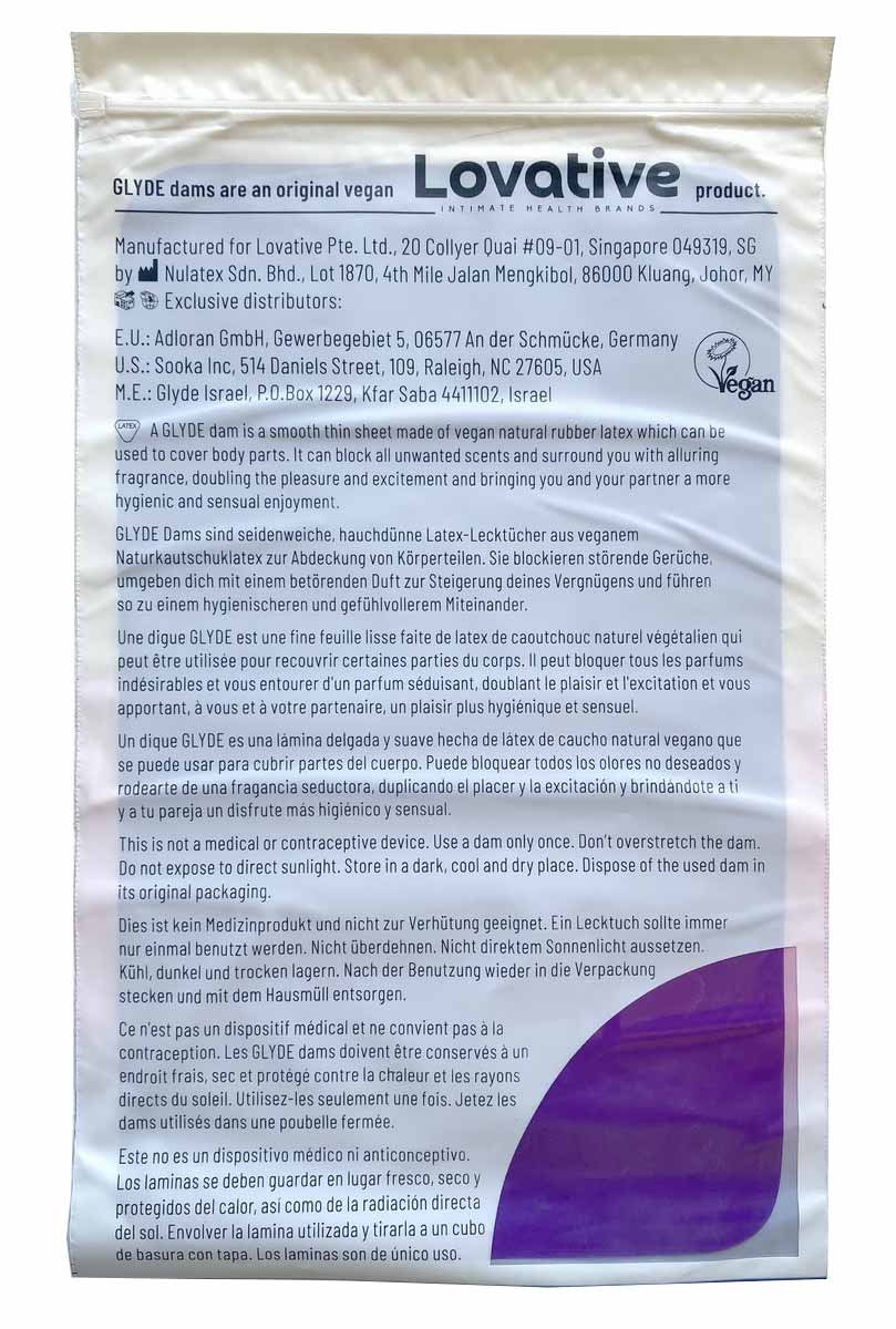 Фіолетова туба з написом Glyde, зображенням ягід та позначкою 4 шт