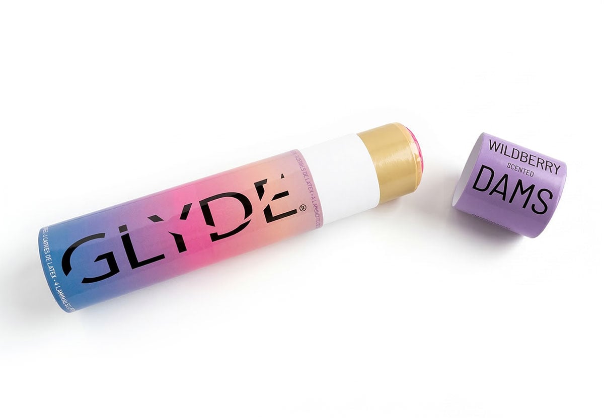 Латексні серветки (Oral Dams) GLYDE Purple Wildberry ягідний смак 4 шт - 5