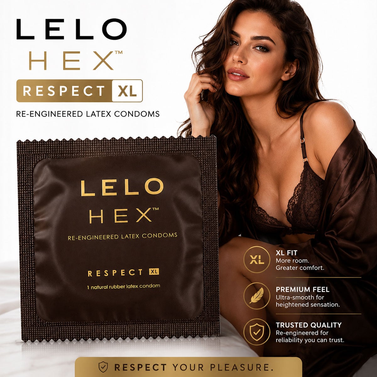 Сверхновые презервативы Lelo HEX Respect XL 1шт увеличенного размера - 3