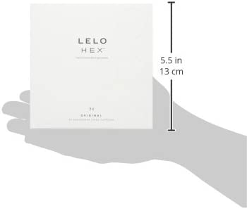 Світло-сіра упаковка Lelo HEX Original з золотистим шестикутним візерунком, 36 штук