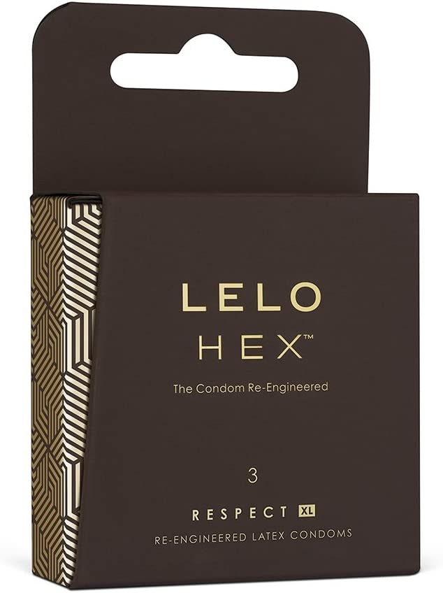 Черная коробка Lelo HEX Respect XL с золотой голографией, 3 шт, увеличенный размер