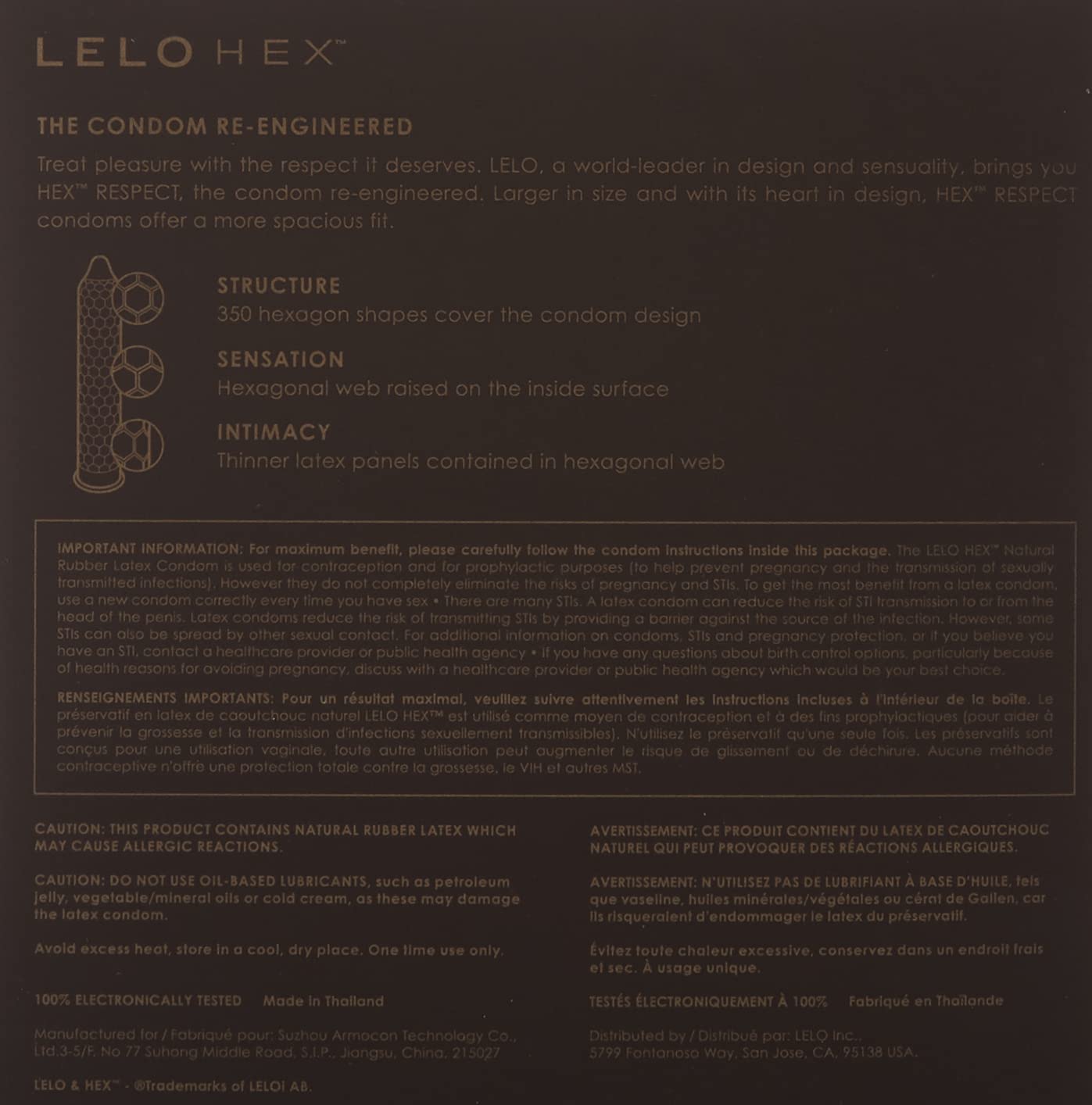 Темно-сіра коробка Lelo HEX Respect XL із жовтим написом 36 condoms великого розміру