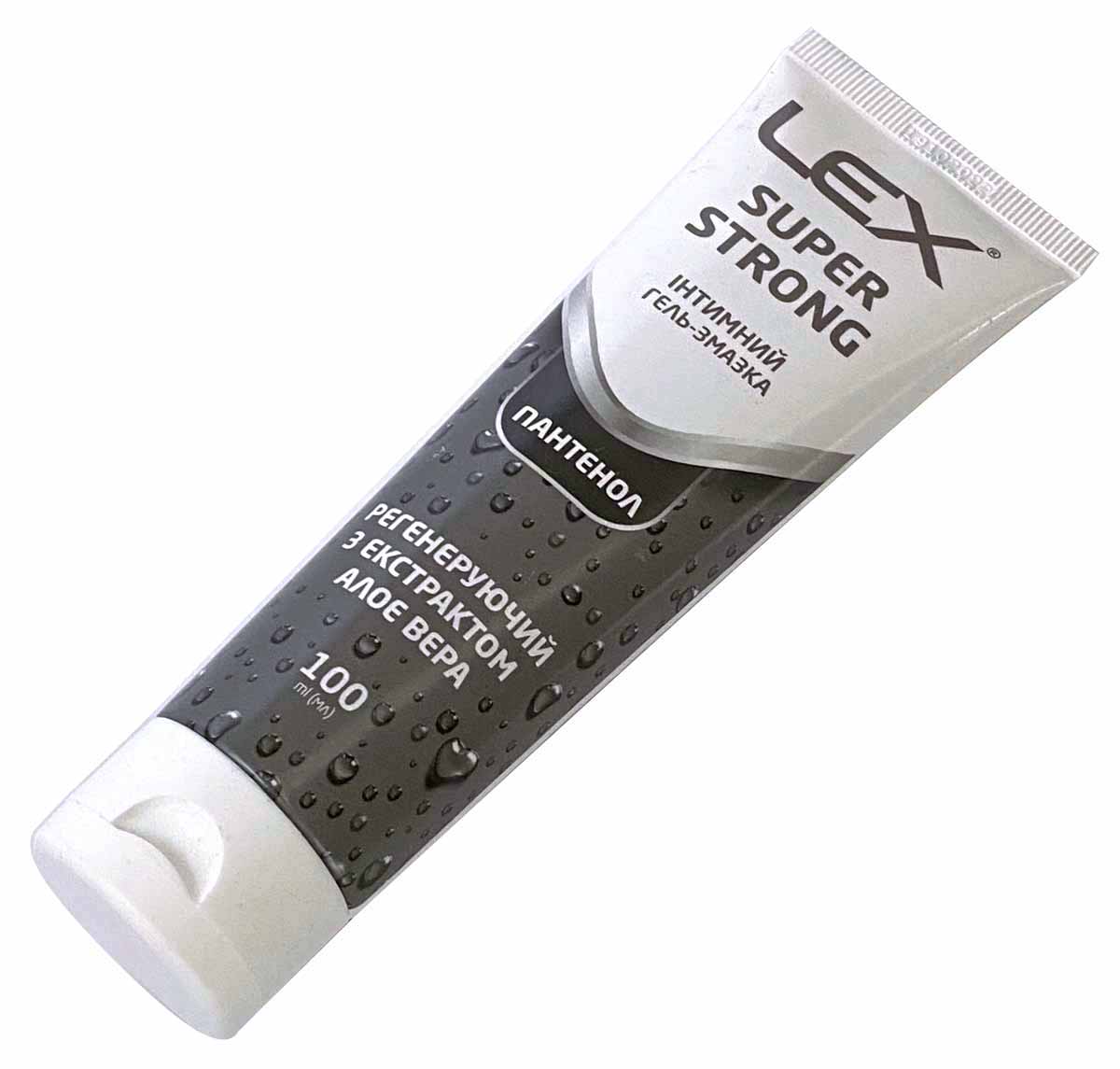 Два прозрачных флакона Lex Super Strong 100 мл с алоэ вера и пантенолом, надпись 2 шт