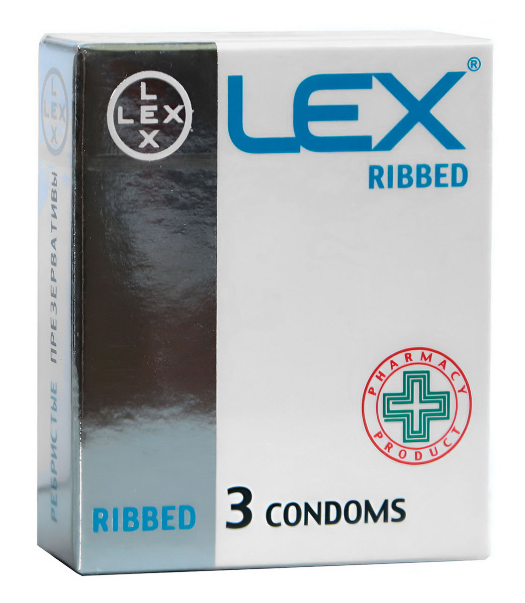 Четыре коробки LEX разного цвета с надписями Ribbed, Classic, Ultra Thin, Strawberry