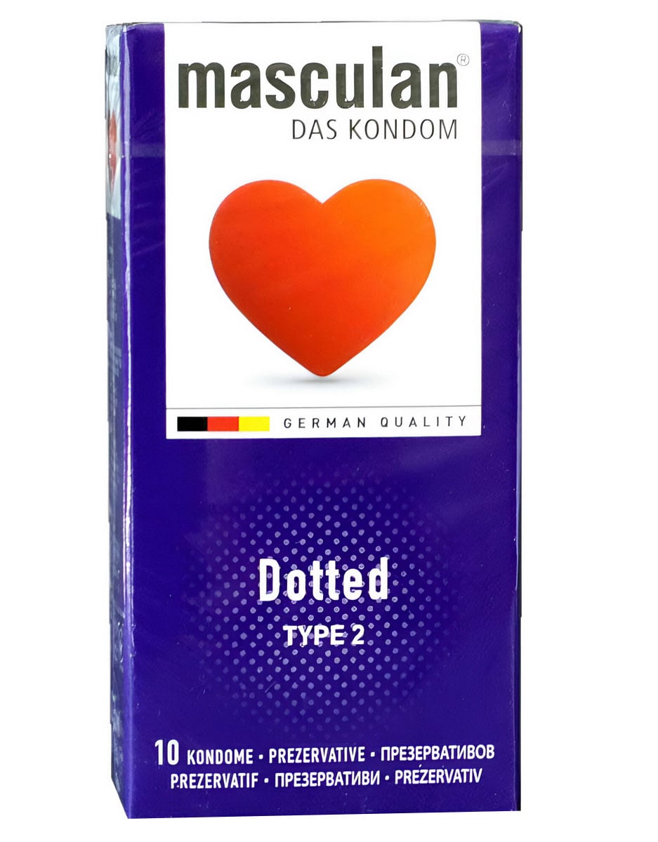 Пять разноцветных коробок Masculan с разными видами презервативов, надписи и логотипы