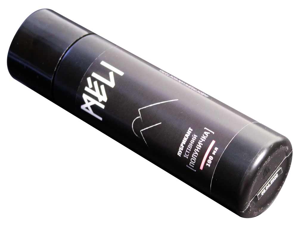 Прозрачный пластиковый флакон с красным клубничным лубрикантом Meli 100 мл, яркая этикетка