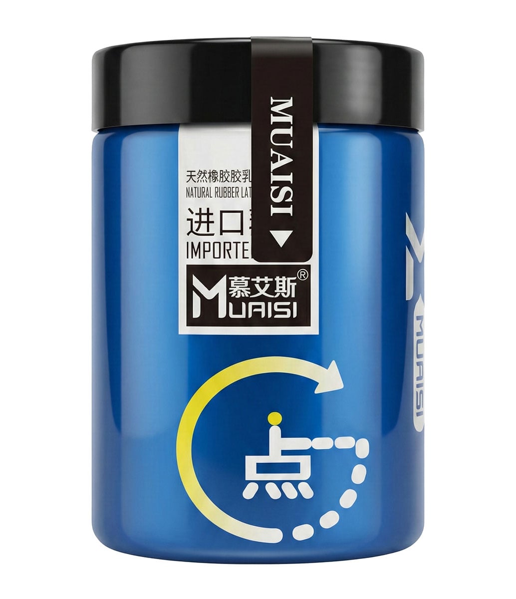 Презервативи Muaisi 001 BlueWet Tube 12шт точкові з подвійною гіалуроновою змазкою⚡️Prezervativi.in.ua - 3