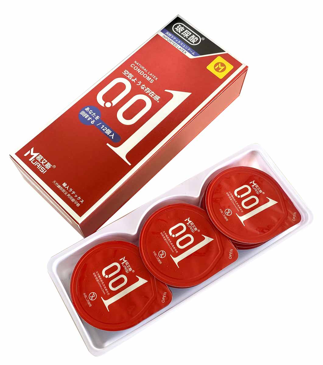 Червона упаковка Muaisi 001 Red з написом 0.01 та кількістю 12 штук