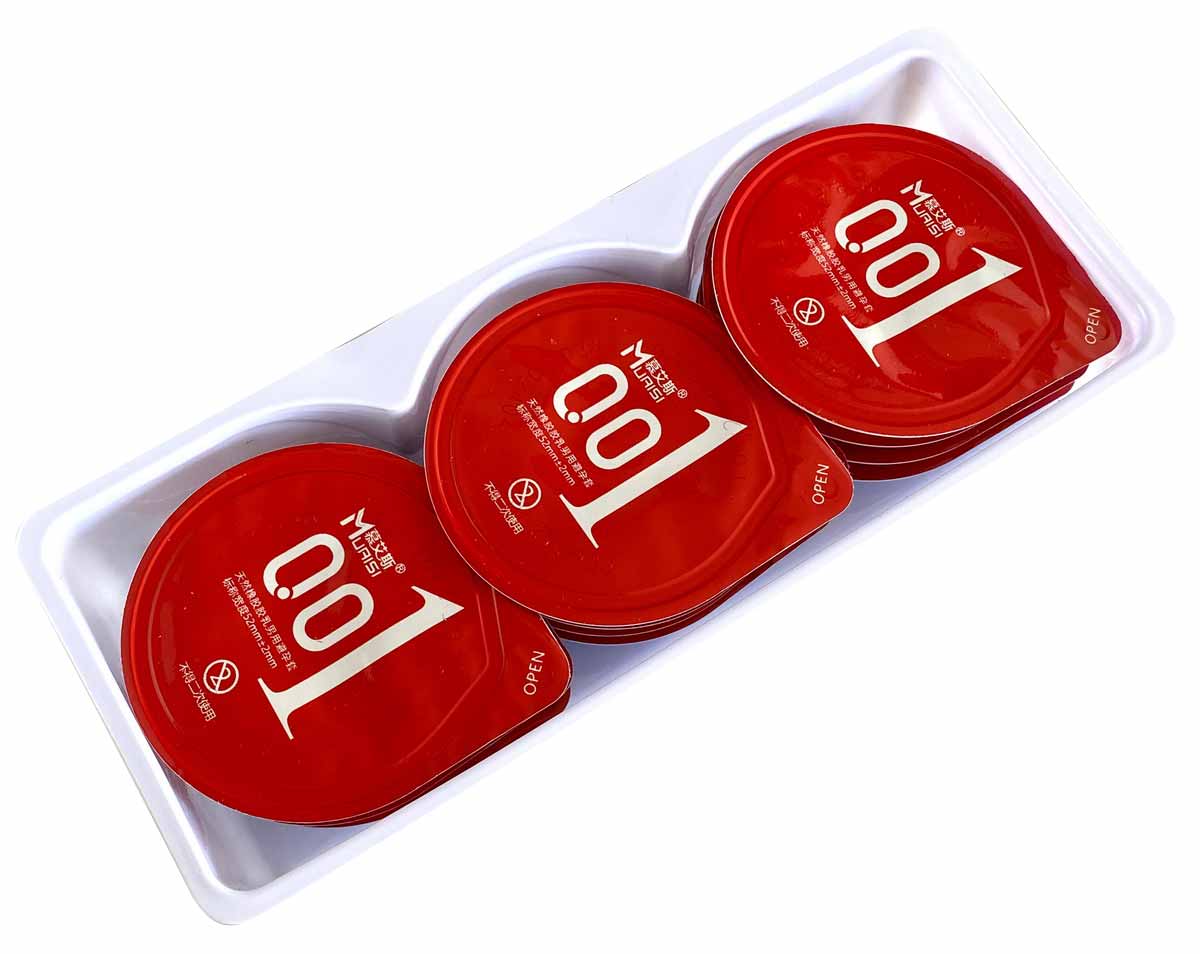 Червона коробка Muaisi 001 Red, напис 0.01, 12 шт, англійський текст на білому фоні